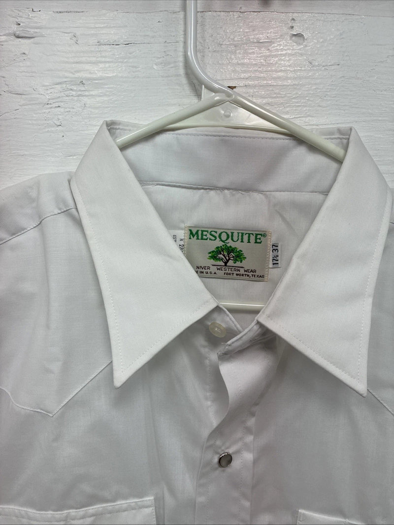 New Men’s Mesquite White Long Sleeve Pearl Snap 17.5 X 37 XL T-91