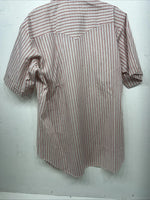 New Men’s Pink Stripped HbarC Ranchwear Short Sleeve Pearl Snap Shirt 16 L S-22