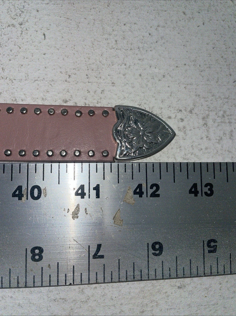 New Pink Genuine Leather Nocona Silver Bling 36” Belt #4420430 Z-12