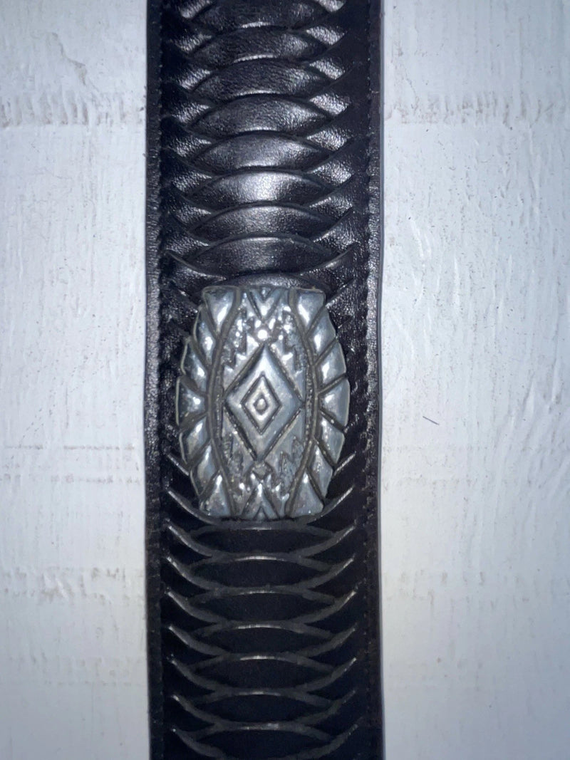 New Black Genuine Leather M & F Weaved And Pendent 24” Belt #3241001 NN-69