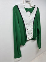 New Women’s Cowboy Threads Green White Button Up Design Long Sleeve XL TT-96
