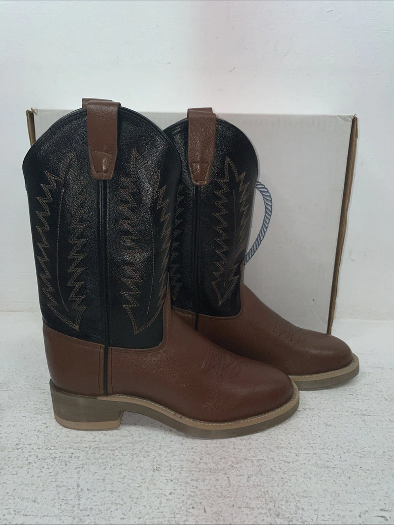 New Youth Brown Old West Cowboy Boots. 1603 Y 3.5 3 1/2. 22-27