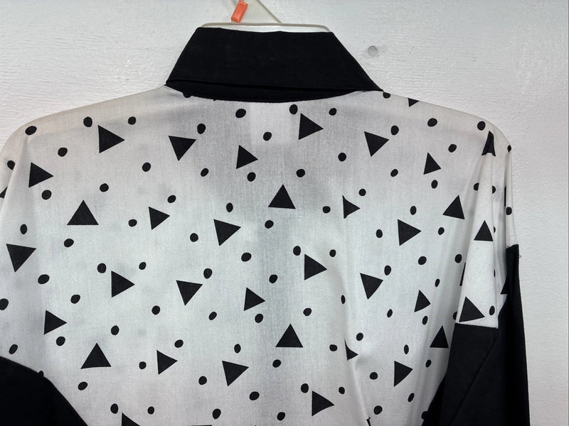 New Women’s Cowboy Threads Black White Long Sleeve Button Up XL II-41