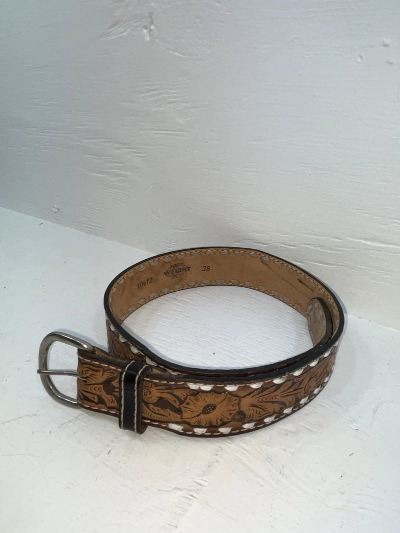 New Brown Genuine Leather Wright Tooled 28” Belt #10412 JJ-41