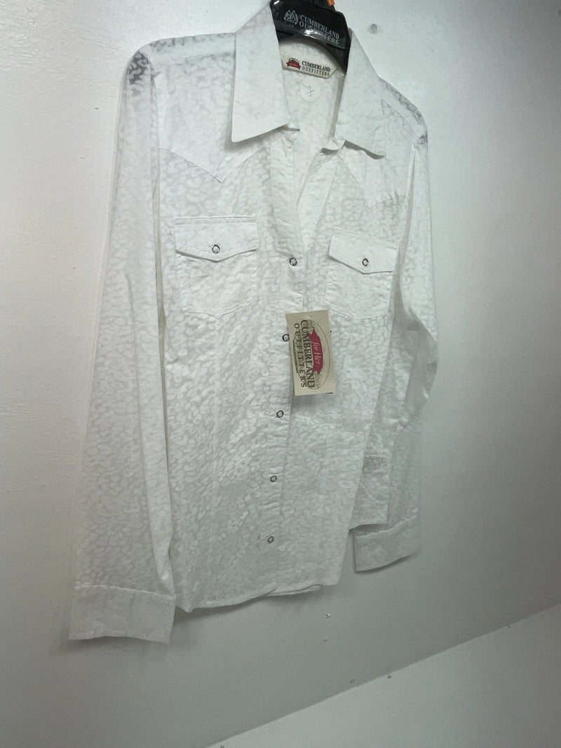 New Women’s White Cumberland Outfitters Long Sleeve Button Up Shirt M 3B-36