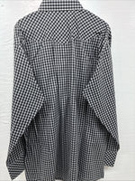 New Men’s White Horse  Black White Plaid Long Sleeve Pearl Snap XL H-80