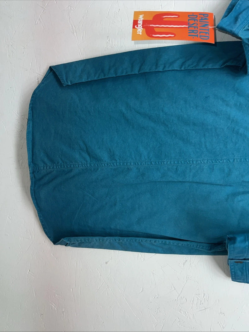 New Women’s Blue Wrangler Short Sleeve Denim Button Up Shirt #76670 M 3C-44