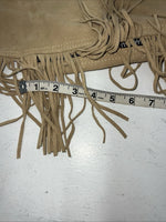 New Tan Congress Leather Show Chaps With Fringe Adjustable Waist 44” L-51