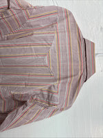 Me Mens Tem Tex Pink Multicolor Stripe Long Sleeve Pearl Snap 16 Large O-45