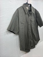 New Men’s ELY Cattleman Dark Siege Green Short Sleeve Pearl Snap 18.5 2XL M-28