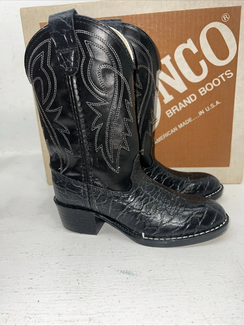 New Children’s Black Bronco Cowboy Boots. C1942 11.5 11 1/2 D. 24-115