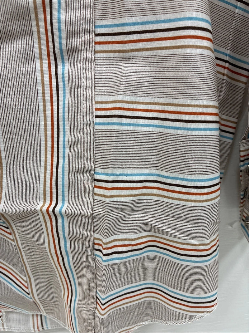 New Men’s Tem Tex Multicolor Stripe Long Sleeve Pearl Snap 14.5 X 33 Small V-8