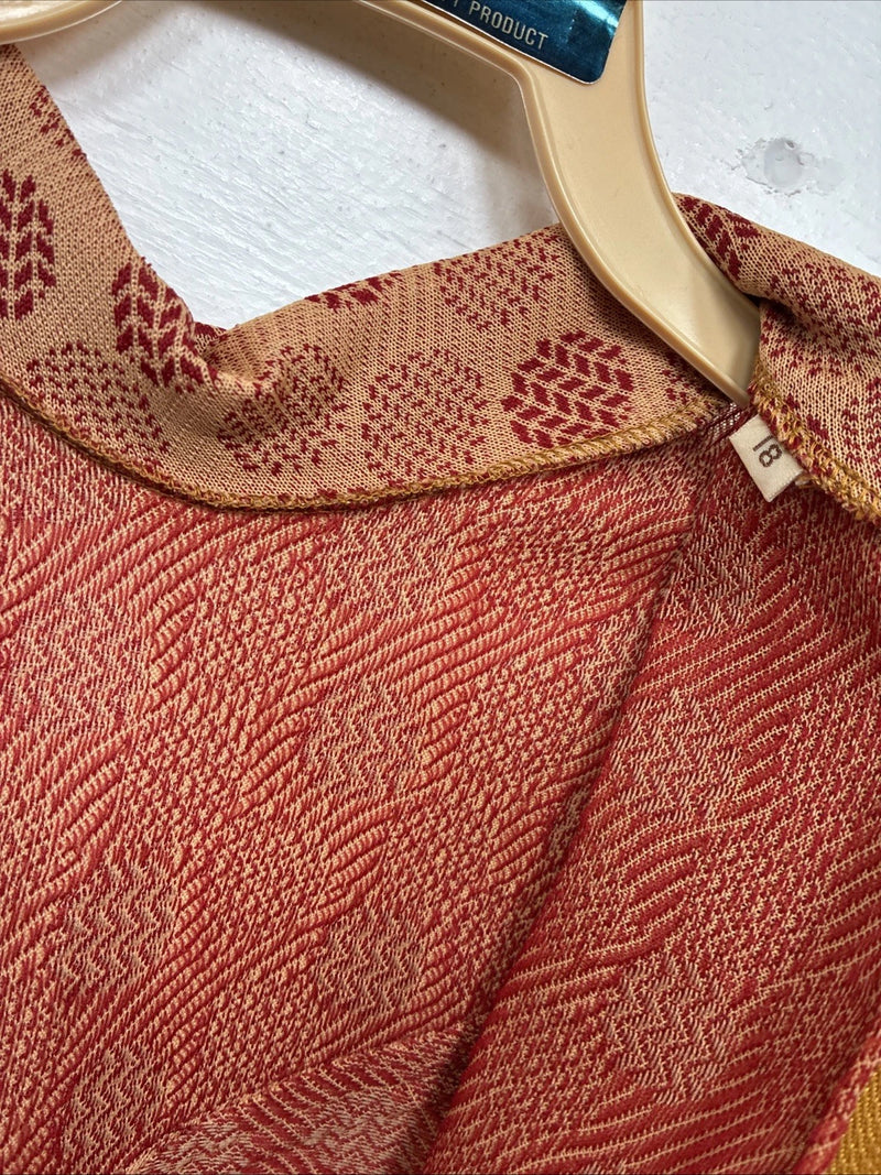New Women’s Panhandle Slim Tan Red Long Sleeve Half Zip Shirt Size 18 TT-90