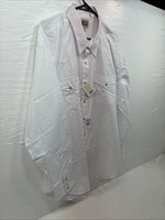 New Men’s ELY Cattleman White Long Sleeve Pearl Snap 18.5 X 36 2XL R-23