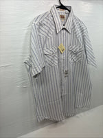 New Men’s ELY Cattleman White Stripe Short Sleeve Pearl Snap XL J-35
