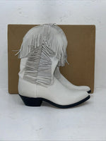 New Women’s White With Fringe Capezio Cowboy Boots. L 697 8 M. 16-66