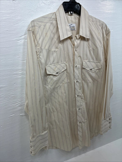 New Men’s Champion Western Yellow Stripe Long Sleeve Pearl Snap XL H-84