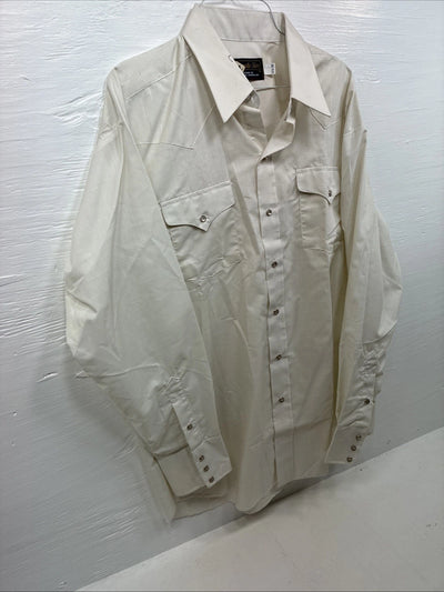 New Men’s Panhandle Off White Long Sleeve Pearl Snap XL J-34