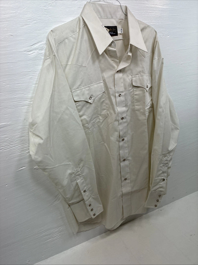 New Men’s Panhandle Off White Long Sleeve Pearl Snap XL J-34