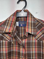 New Boys Panhandle Slim Brown Plaid Long Sleeve Pearl Snap Size 8 DD-102