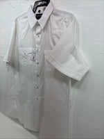 New Men’s White Horse Simple White Western Short Sleeve Pearl Snap XL T-12