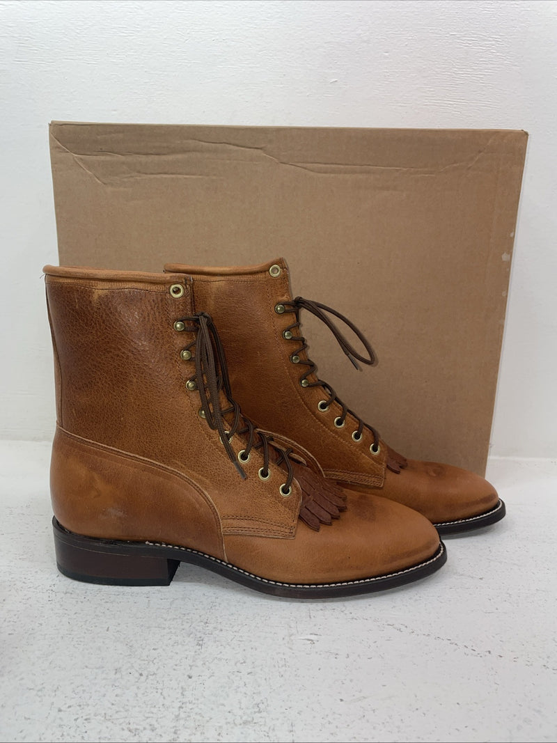 New Men’s Brown Lace Up J Chisholm Cowboy Boots. 2556 10 D. 6-92