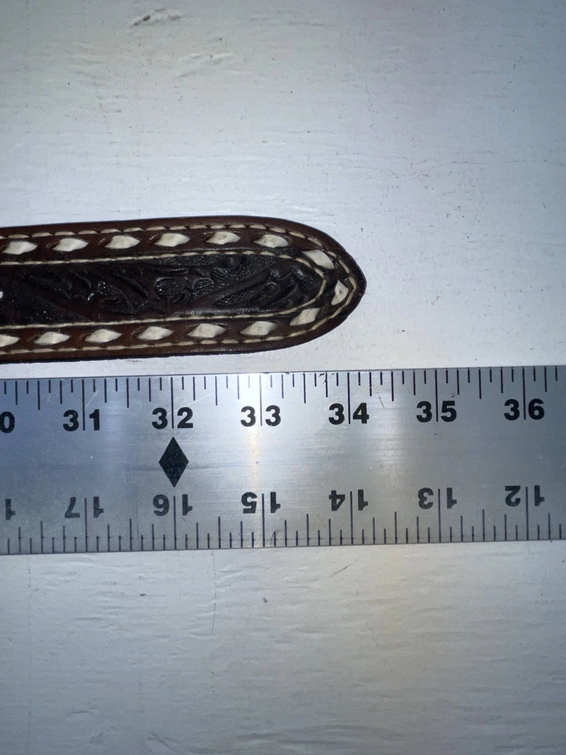 New Brown Genuine Leather Wright Tooled 28” Belt #10160 NN-2