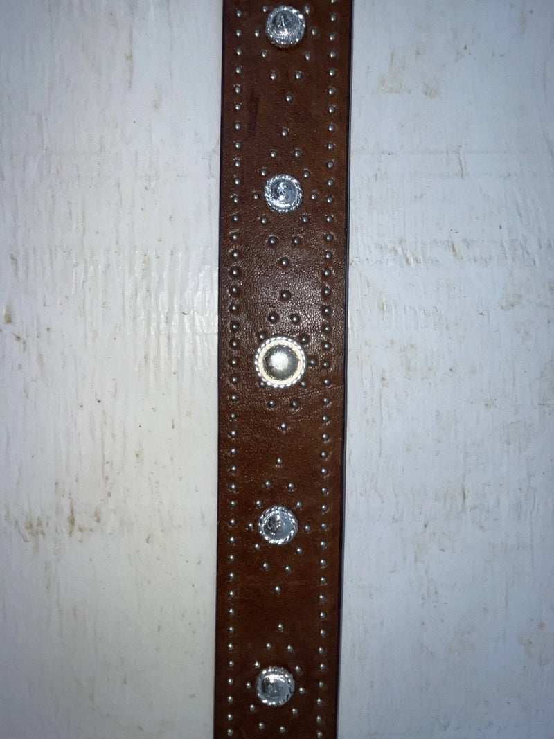 New Brown Genuine Leather Nocona Silver Pendant 40” Belt #N3431502 Z-102