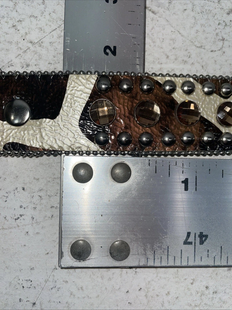 New Cow Print Genuine Leather Blazin Roxx Bling M Belt #N3510602 Z-23
