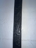 New Black Genuine Leather Tooled 28” Belt #WF502 JJ-115