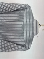 New Women’s White Horse Black Gray Stripe Long Sleeve Pearl Snap Large II-12