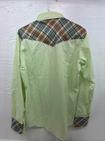 New Women’s Western Shirt Green Plaid Long Sleeve Pearl Snap 16 XL CC-94