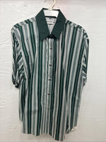 New Men’s Cowboy Threads Green Stripe Short Sleeve Button Up Large DD-43
