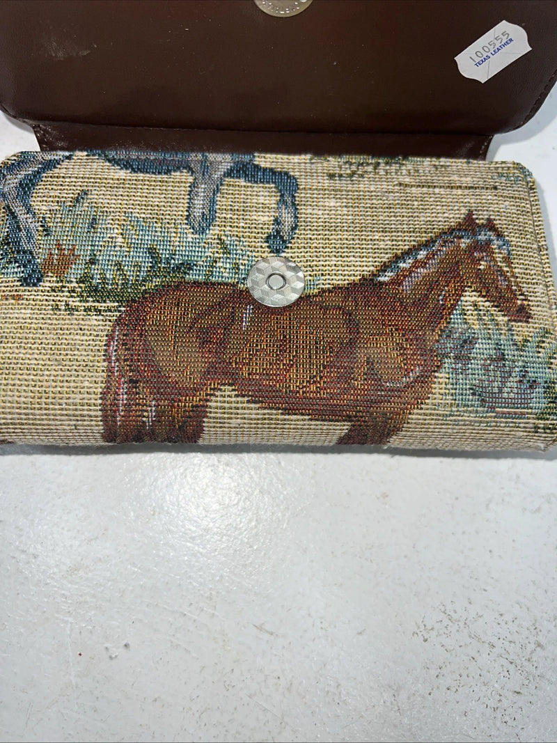 New Congress Leather Fabric Tooled Wallet #100555 P-501