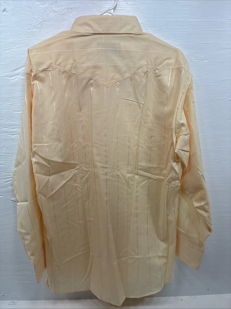 New Men’s Panhandle Slim Yellow Stripe Long Sleeve Pearl Snap 17 X 34 XL X-100