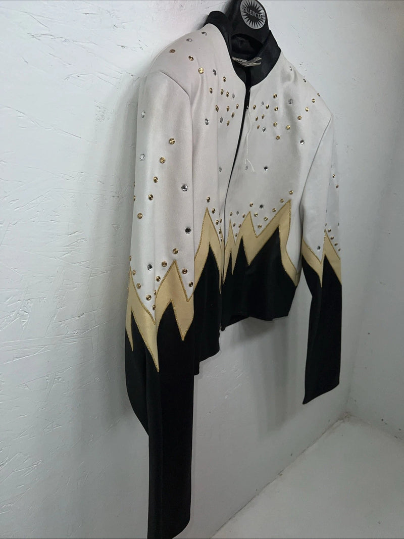 New Women’s 1849 Authentic Ranchwear White Yellow Short Show Jacket M WW-14