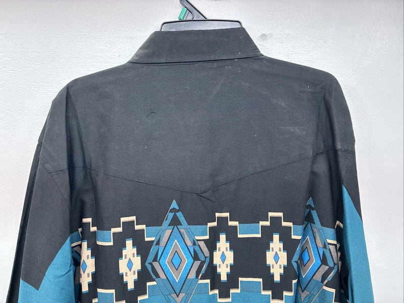 New Women’s Cumberland Blue Black Designed Long Sleeve Button Up XL II-42