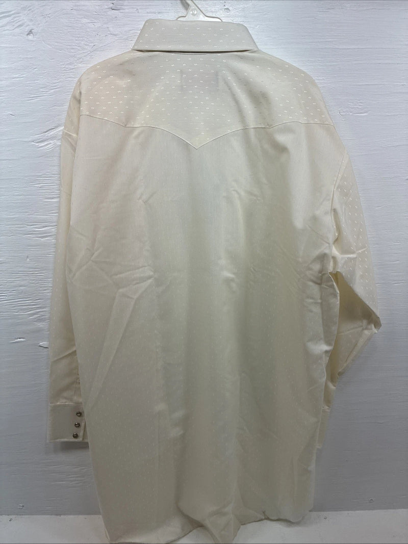 New Men’s Panhandle Slim Off White Long Sleeve Pearl Snap 18 X 34 2XL M-77