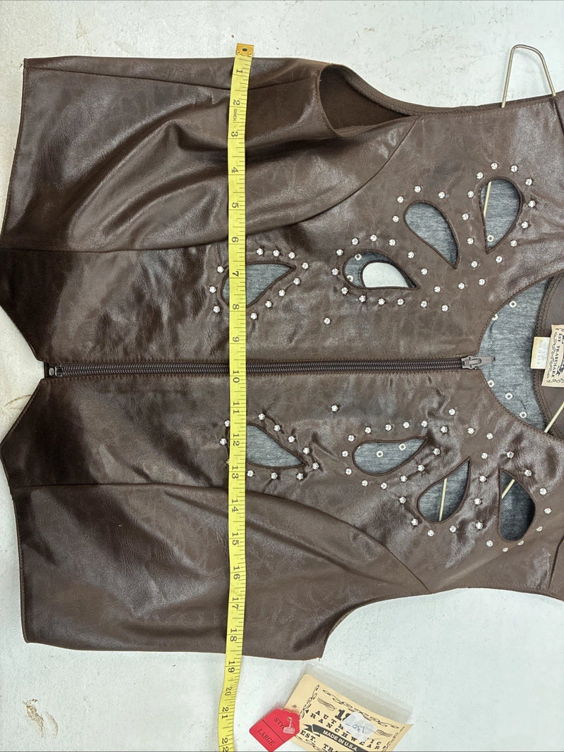 New Women’s 1849 RanchWear Brown Designed Vest Size Large YY-30
