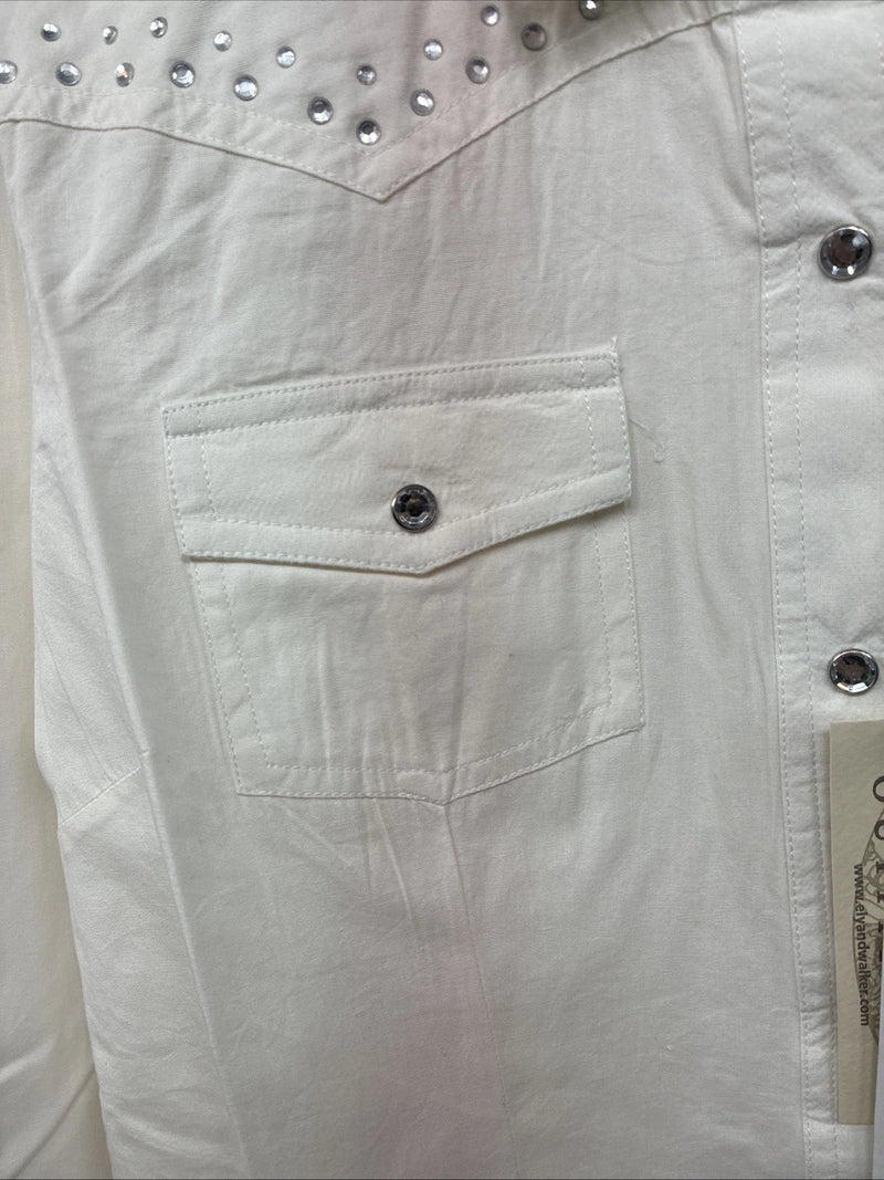 New Women’s Cumberland White Gem Long Sleeve Pearl Snap Medium KK-17