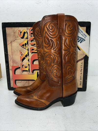 New Women’s Brown Texas Brand Cowboy Boots. L 144 7 M. 19-143