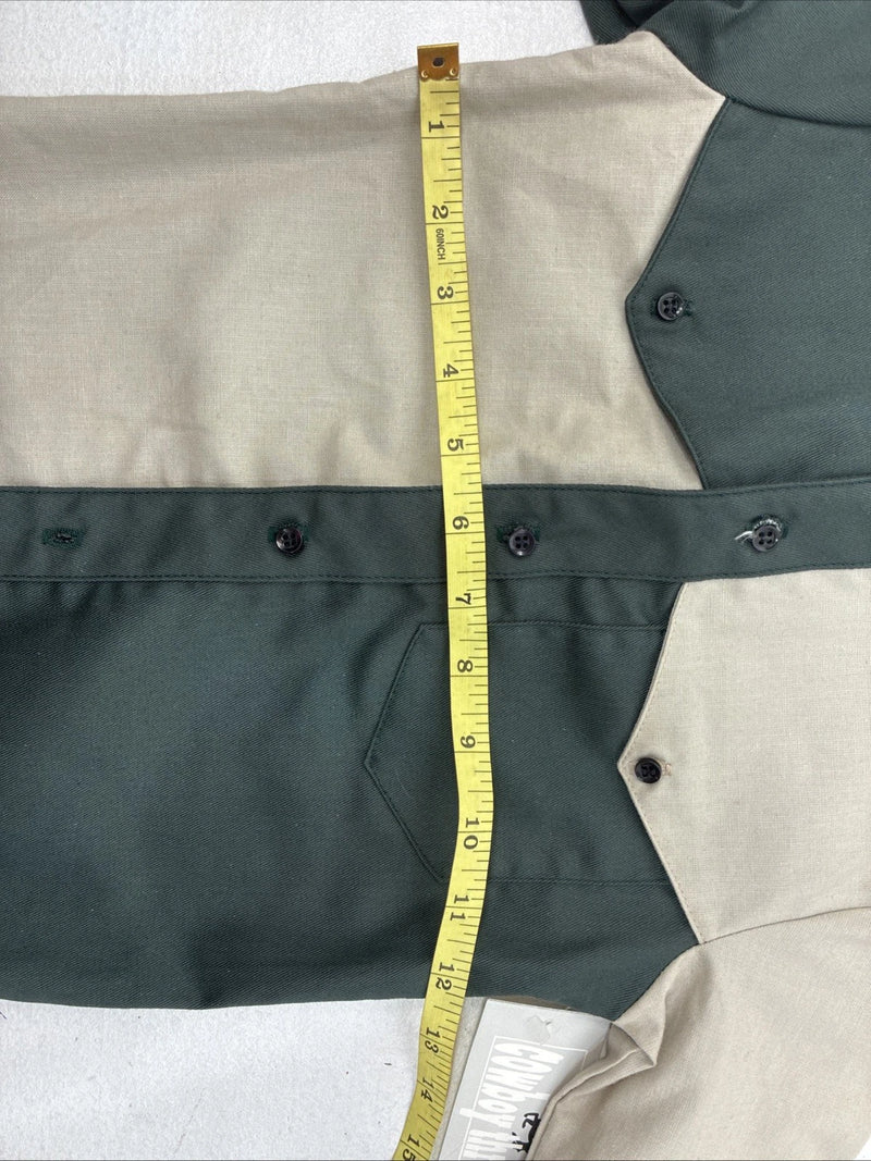 New Kids Cowboy Threads Green Tan Long Sleeve Button Up Size 3 LL-16