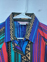New Women’s H Bar C Multicolor Design Long Sleeve Button Up Size 38 TT-65