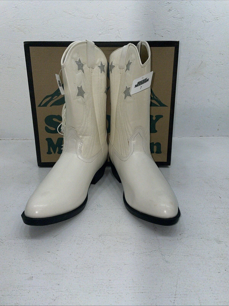 New Women’s White With Fringe Smoky Mountain Cowboy Boots. 1057 J 7 M. 18-47