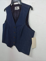 New Dickson Jenkins Blue Denim Vest Medium #7080 UU-38