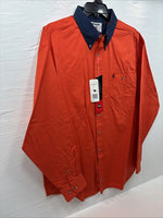 New Men’s Wrangler PBR Orange Long Sleeve Button Up XL J-27