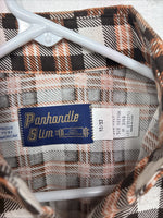 New Women’s Panhandle Slim Orange Plaid Long Sleeve Pearl Snap 10 X 32 LL-34