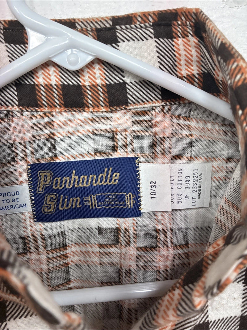 New Women’s Panhandle Slim Orange Plaid Long Sleeve Pearl Snap 10 X 32 LL-34