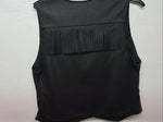New Women’s Universal Rider Black Leather Fringe Biker Vest Large S-600