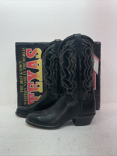New Men’s Black Texas Brand Cowboy Boots. M 610 8 D. 4-74
